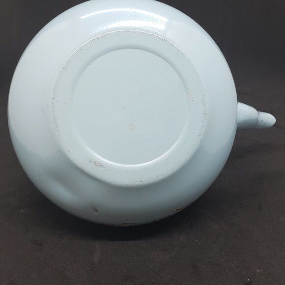 Vintage Enamel Tea Kettle with Country Goose Design and Ceramic Handle - Picture 6 of 8